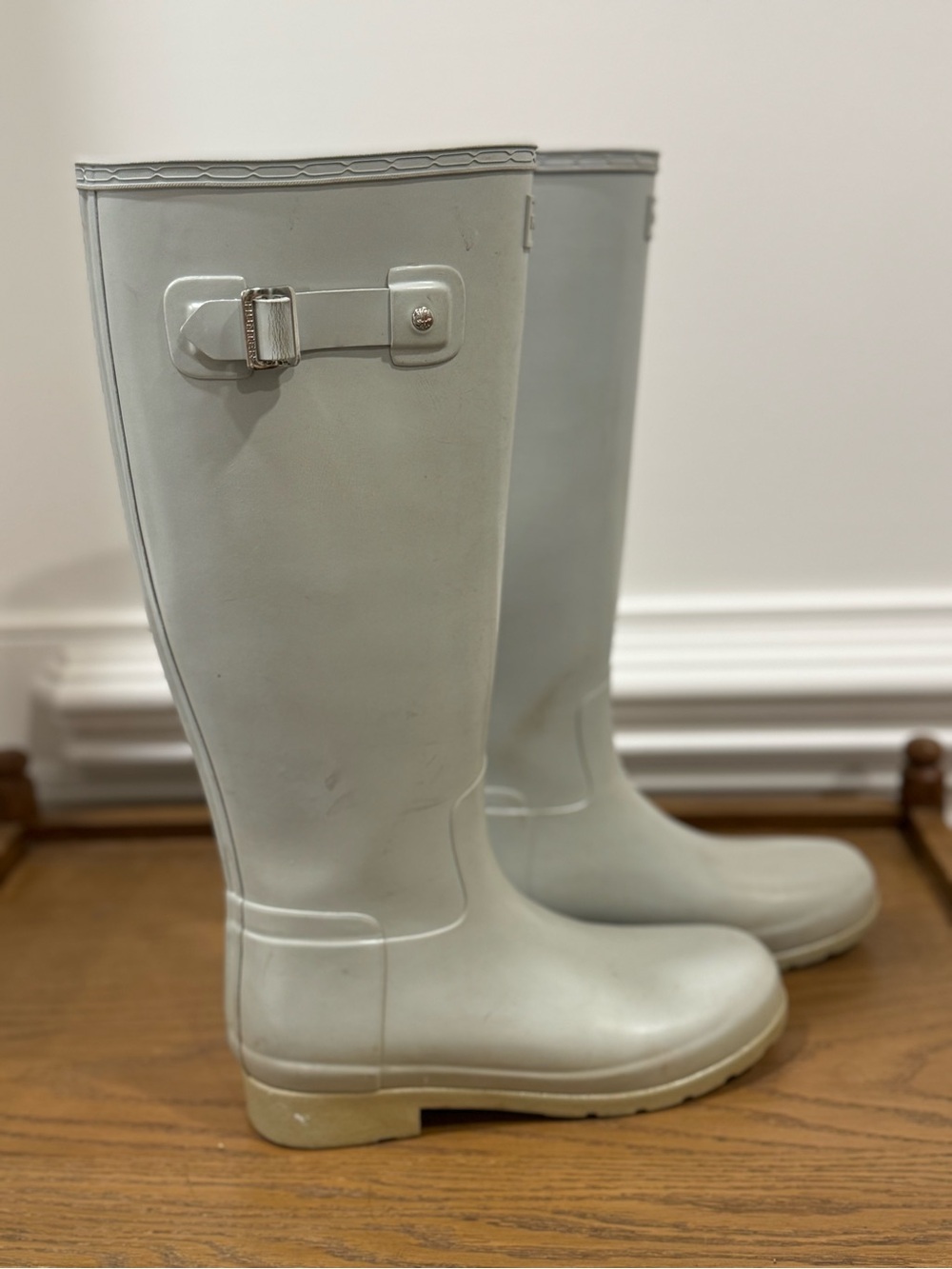 Hunter Original Tall Women's Refined GLOSS Tall Rain Boots Stormy Gray Size 7 - Picture 5 of 15